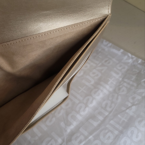 Gold Vegan Leather Clutch Bag & Wallet - Picture 10 of 13